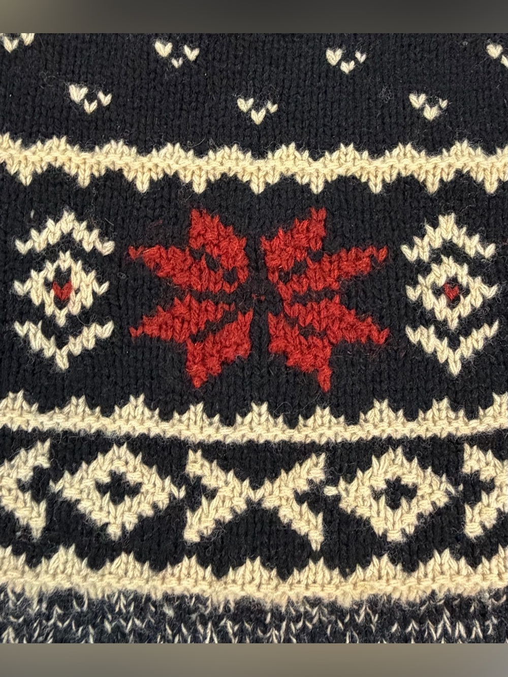 Ralph Lauren Sweater Hand Knit Snowflake Fair Isle Holiday Wool Silk Black Sz M - Picture 7 of 12